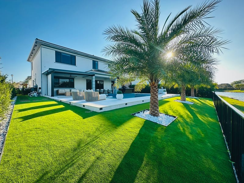 Completed residential artificial turf installation by MK Star Turf